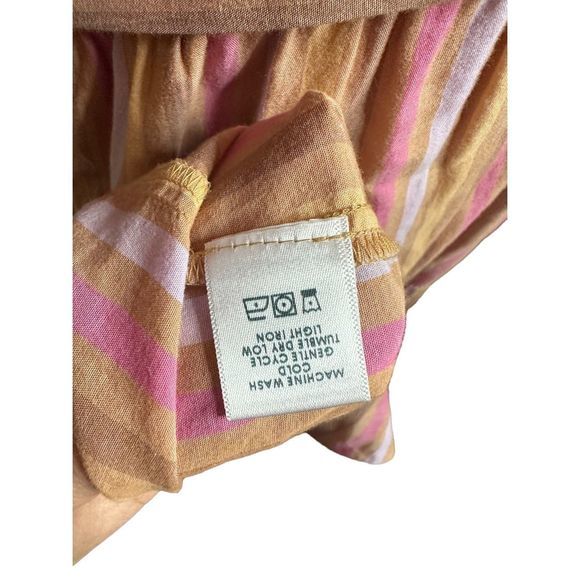 Xirena Drue‎ Midi Pink Tan Short Sleeve Cotton Tie Dress Size Small Women's - Picture 10 of 10